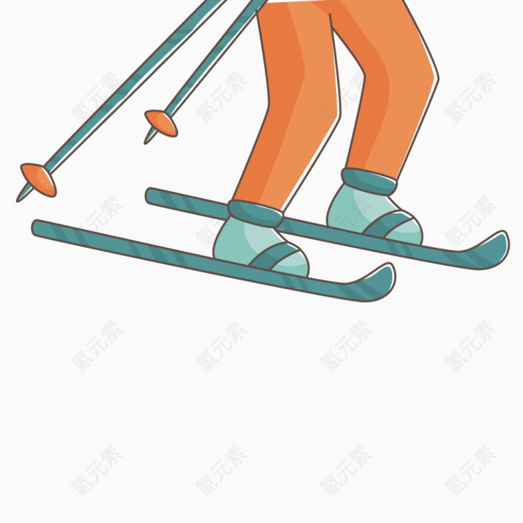 矢量卡通滑雪