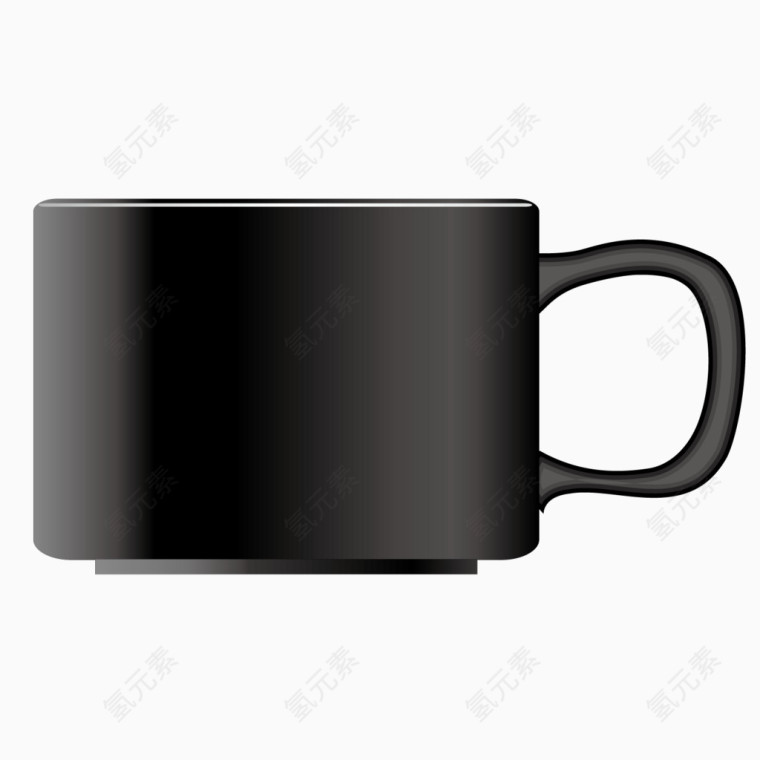 矢量质感黑色瓷杯咖啡杯