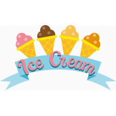 卡通冰淇淋标签矢量图