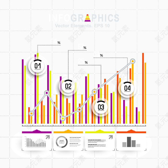 矢量PPT信息图表统计数据素材