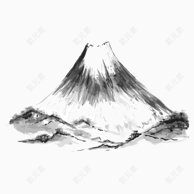 水墨山