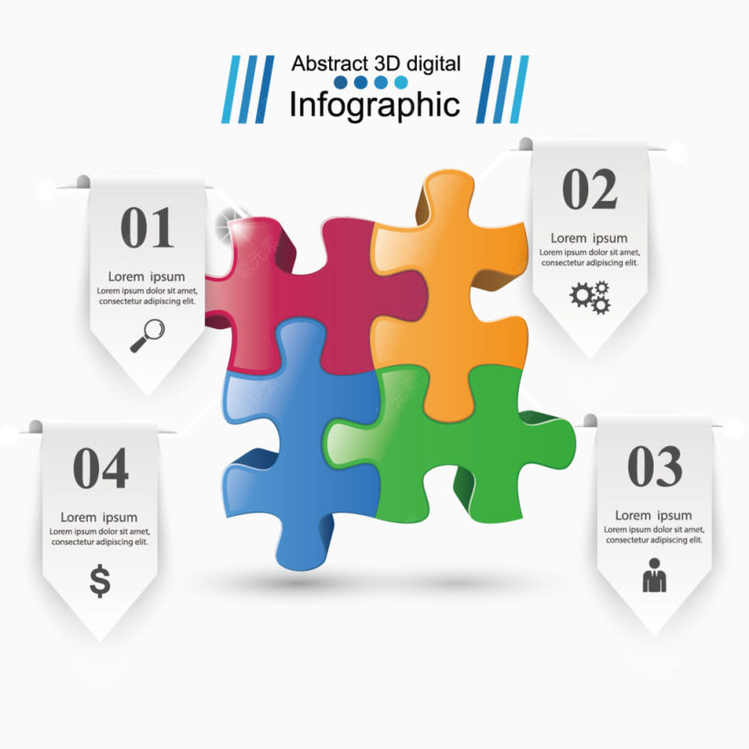 色块拼接信息图表矢量下载