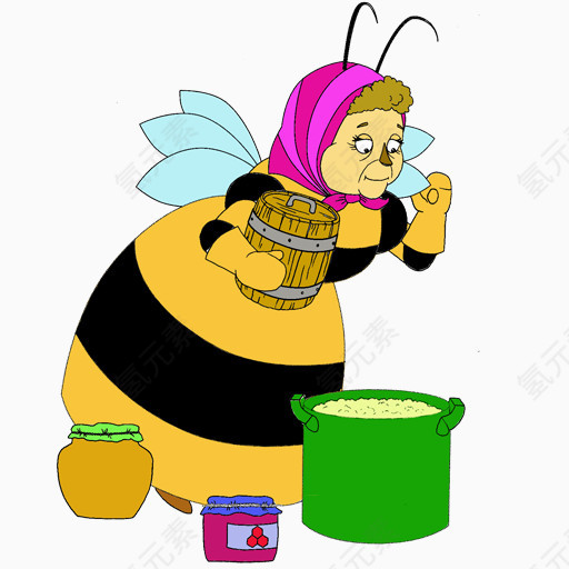 卡通酿蜂蜜的蜜蜂