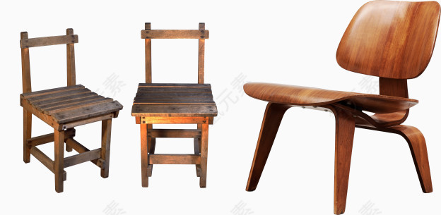 木板椅子和原木椅子