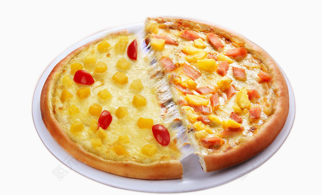 美味的水果双拼披萨