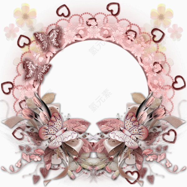 春季粉色蝴蝶花朵边框框架标签