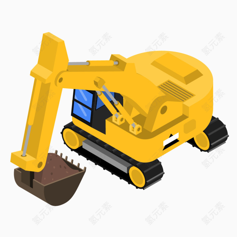 黄色机械挖掘机