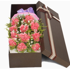 粉色花朵褐色礼盒
