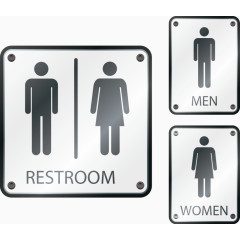 矢量手绘男女厕所标识