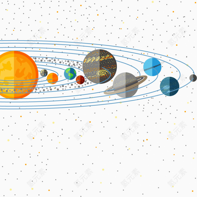 卡通太阳系设计矢量素材