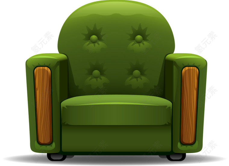 矢量绿色单人沙发