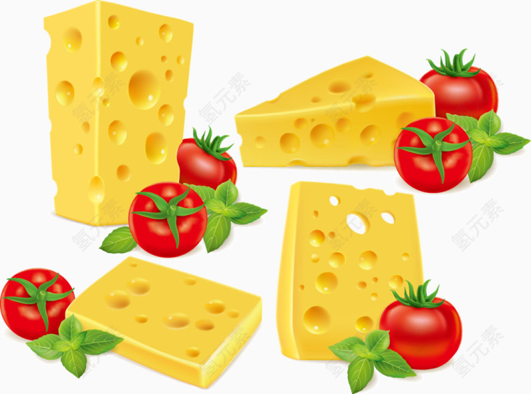 奶酪和西红柿矢量素材