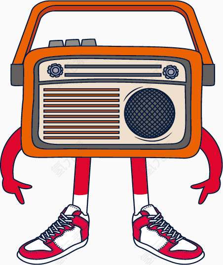 橘色卡通收音机