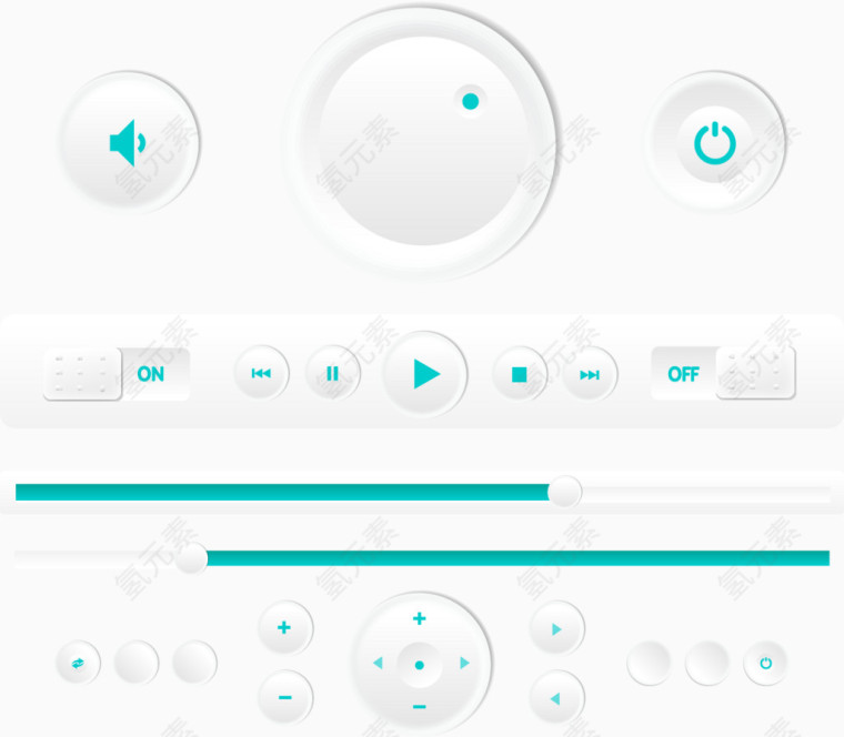 白色绿色播放控制台设计