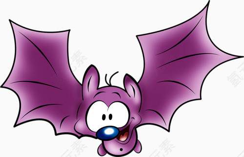 卡通绘画紫色蝙蝠