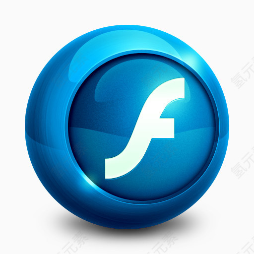 flash宝蓝色圆形立体播放器