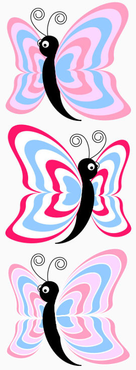 三个卡通粉色的蝴蝶