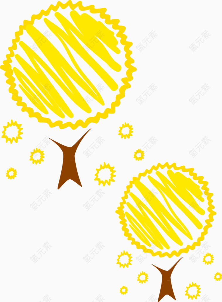 黄色树创意矢量素材