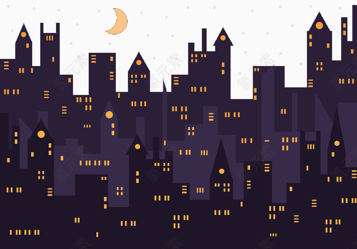 城市夜景抽象剪影