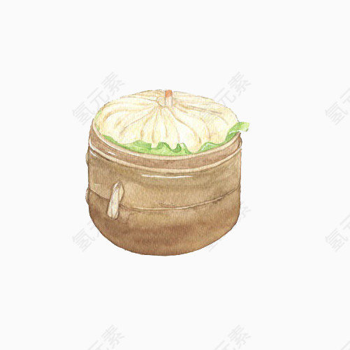 蟹黄汤包手绘画素材图片