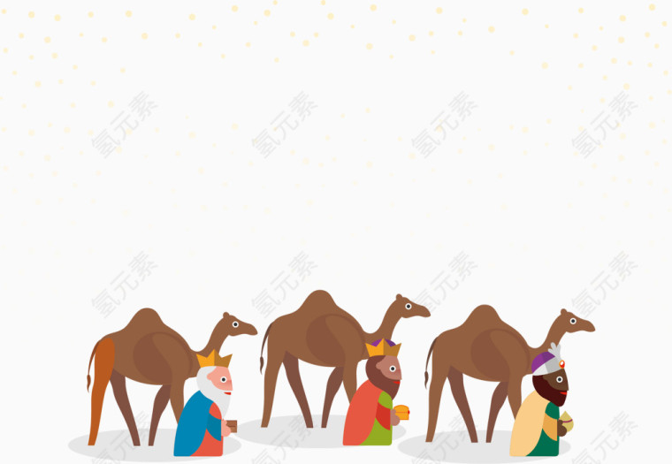 骆驼下雪卡通海报促销素材