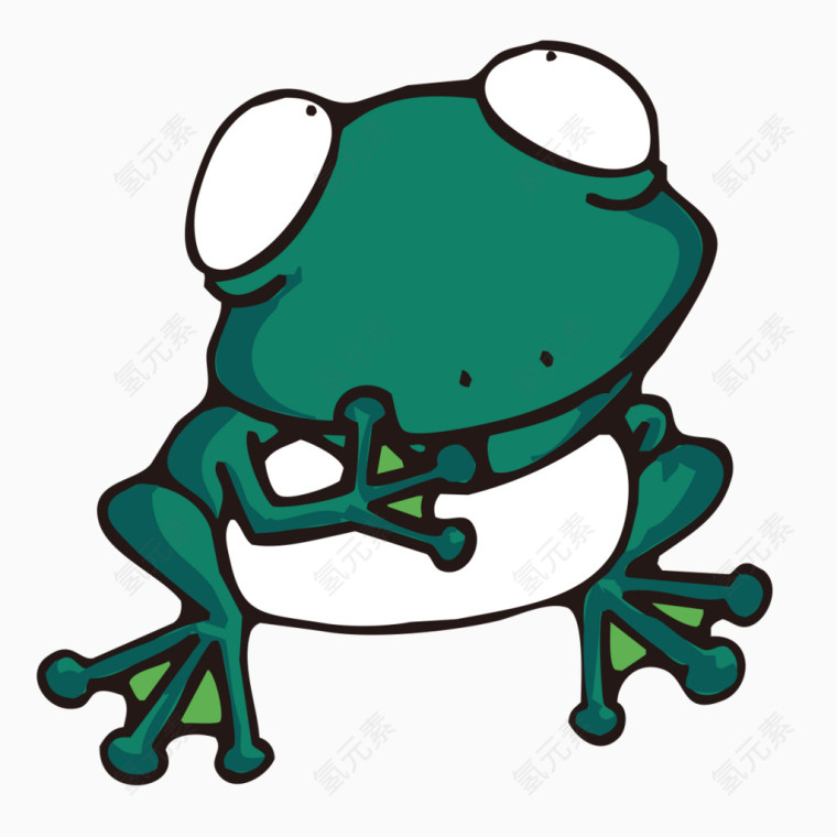青蛙思考卡通动物图片