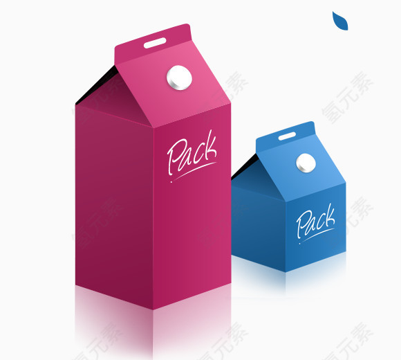 粉色蓝色牛奶包装盒