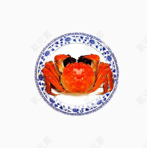 一只装盘的大螃蟹