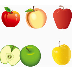 不同颜色和种类的苹果
