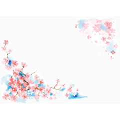 水彩画樱花
