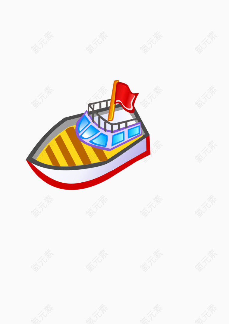 矢量元素彩色卡通轮船装饰图案