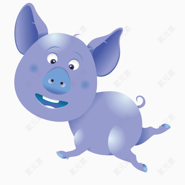 紫色卡通笑脸小猪