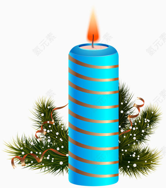 蓝色清新蜡烛装饰图案