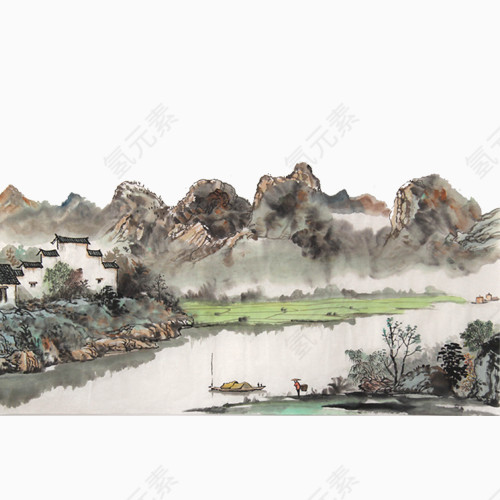 漓江山水水墨画