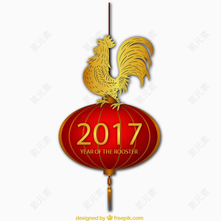 红金色公鸡新年