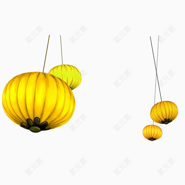 黄色中国风灯笼装饰图案