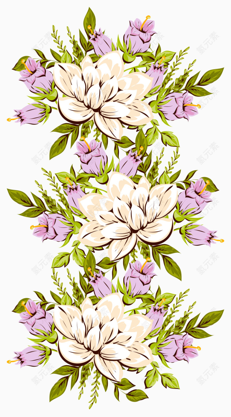 白色花朵花纹插画