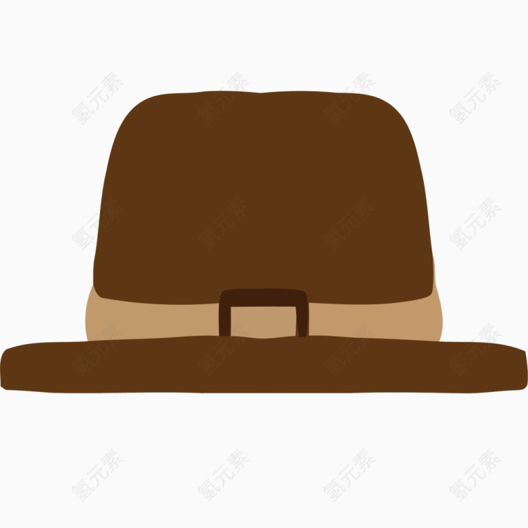 矢量扁平棕色礼帽素材