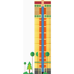 高楼大厦绿树矢量图