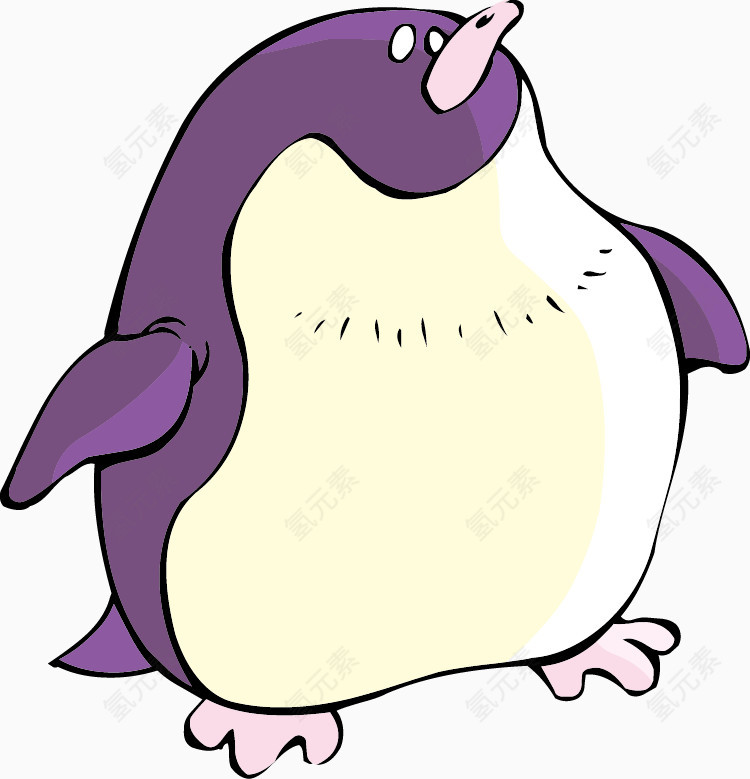 卡通紫色企鹅北极