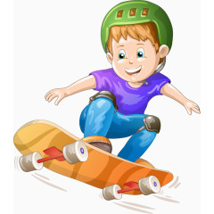 滑板卡通少年