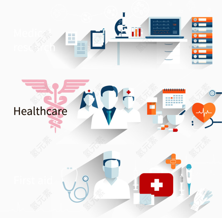 健康护理设备人员元素