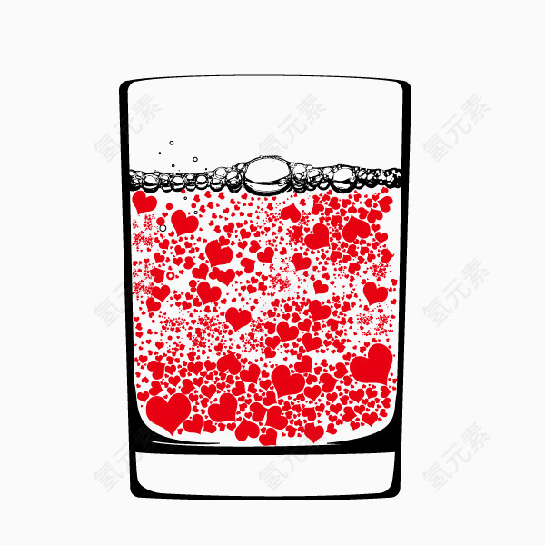 水杯 水 装饰图案 透明水杯 红色