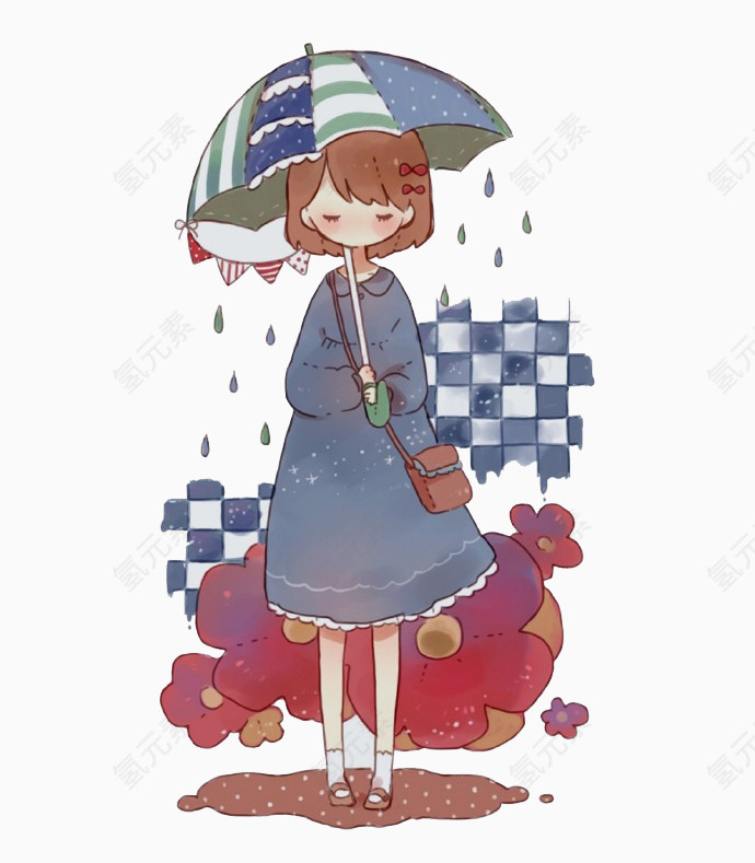 卡通下雨天气