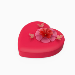 粉色心形带花巧克力包装盒