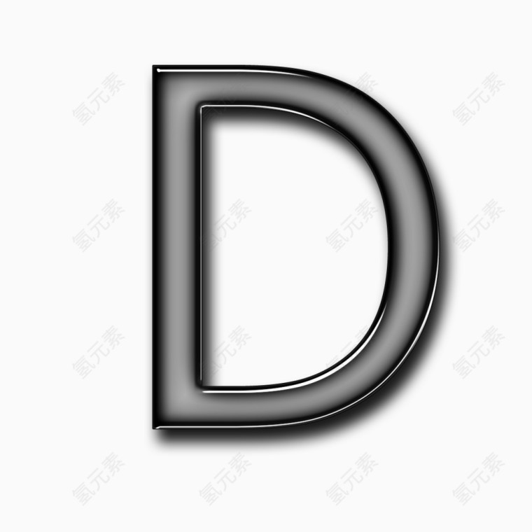 黑色质感立体字母D