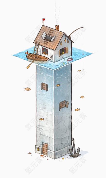 卡通水上房子