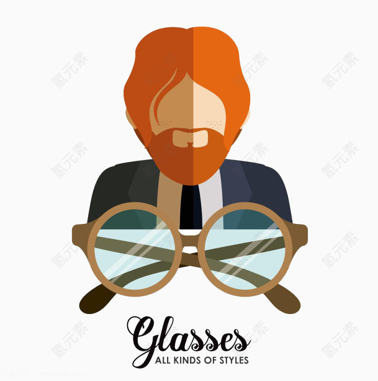 眼镜与抽象卡通男士高清免扣素材