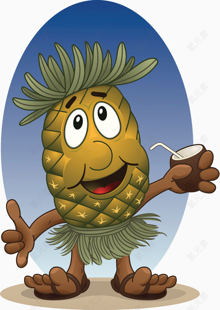 夏威夷菠萝卡通形象
