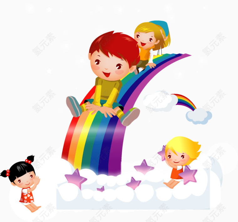 坐在彩虹上的小孩